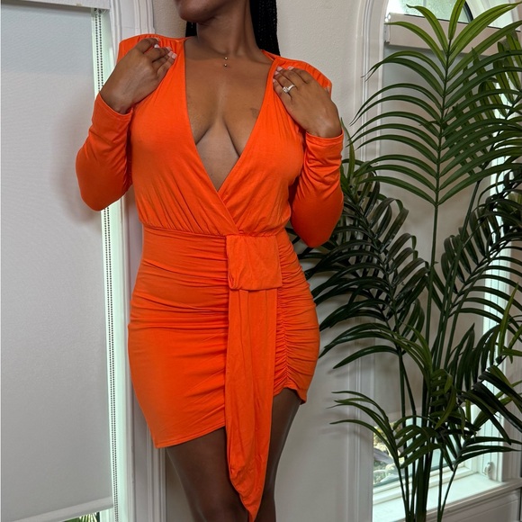 JLUXLABEL Vibrant Orange Long Sleeve Dress - Picture 5 of 5